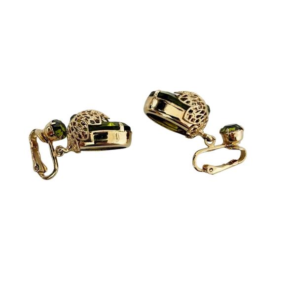 Vintage Sarah Coventry Touch of Elegance Brooch and Earring Set Green - Picture 6 of 16